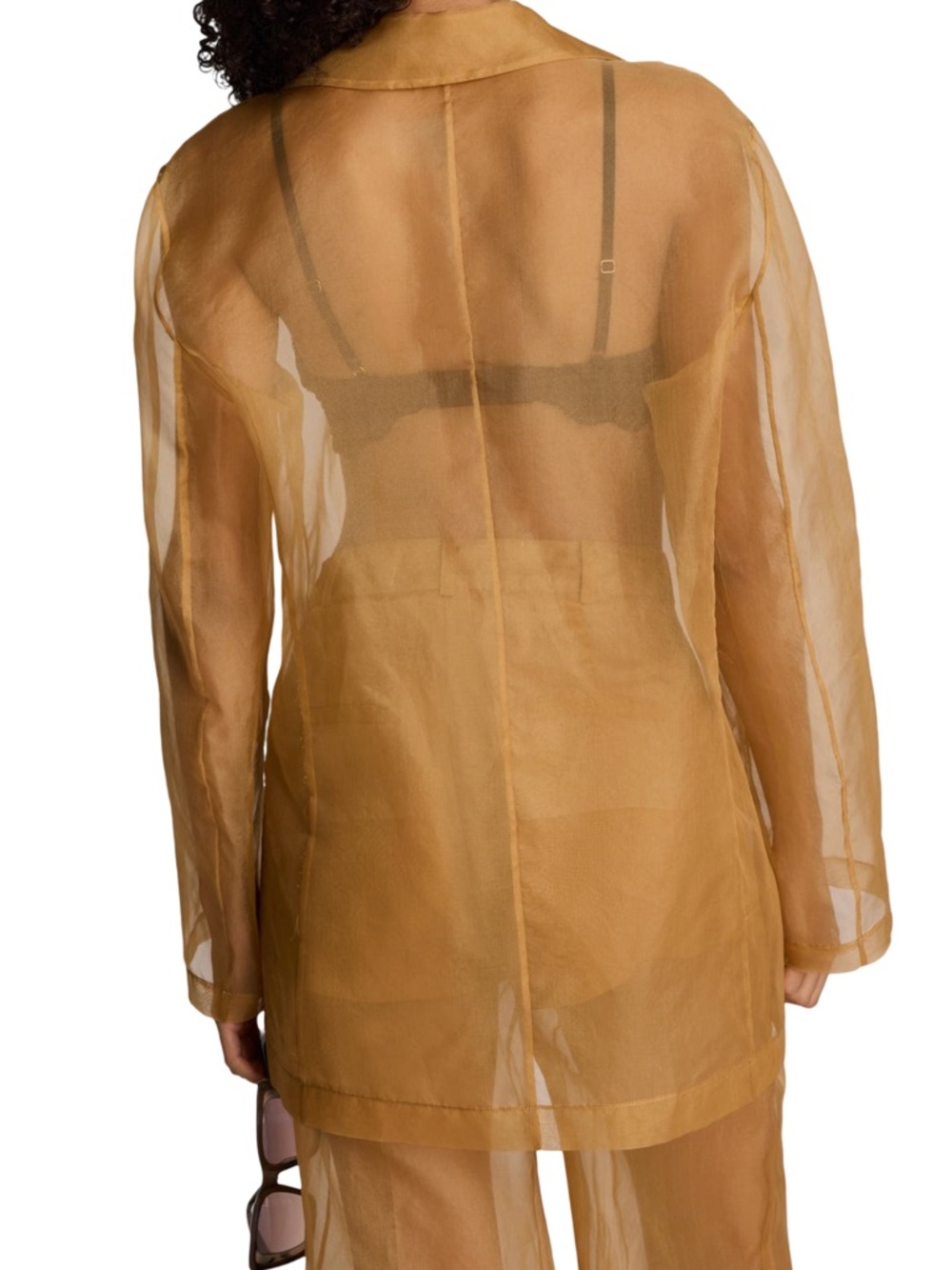 Kenneth Cole Sheer Organza Beige Blouse Wedding Guest Cocktail Shawl - Picture 7 of 7